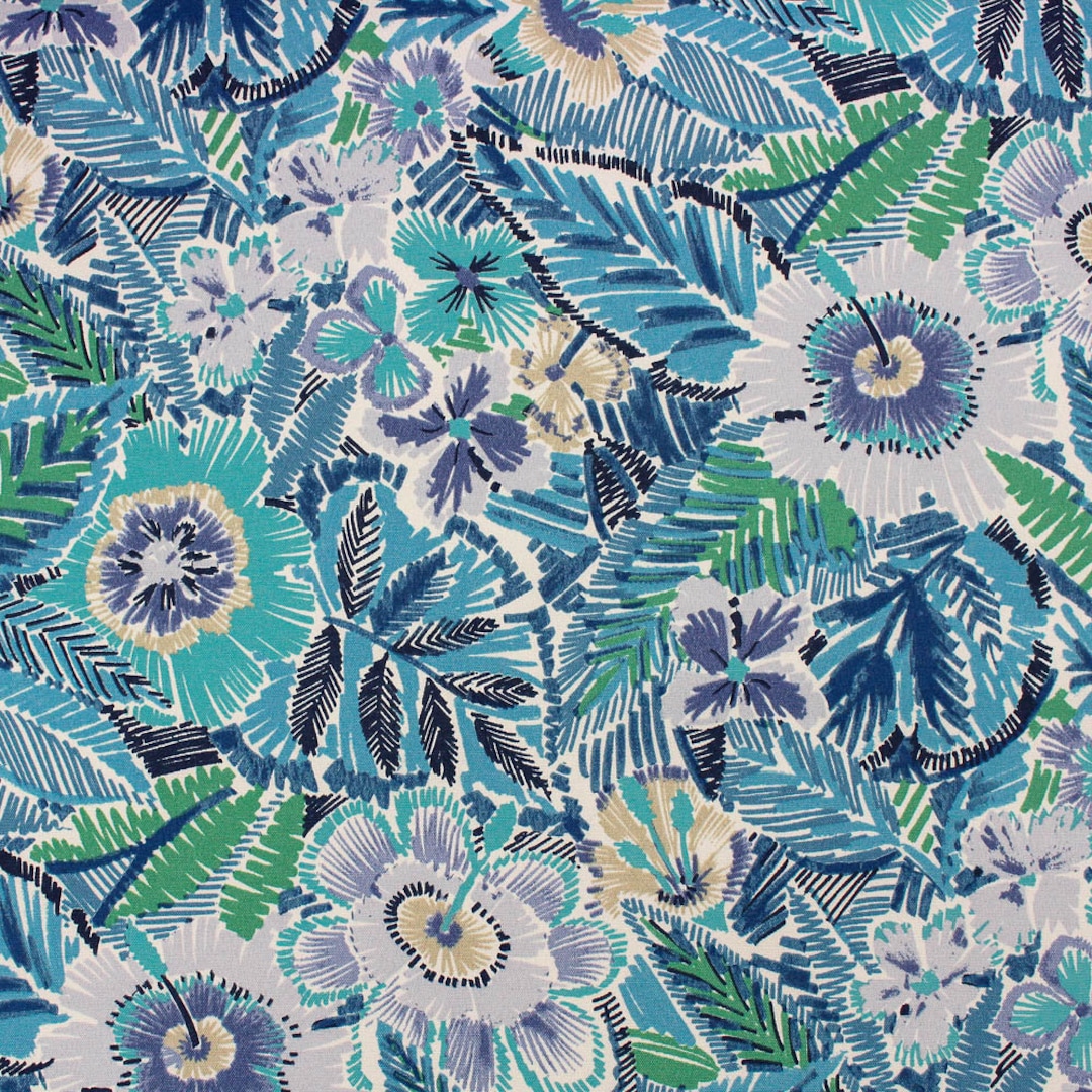 Outdoor Fabric by the Yard Home Decor Navy Blue Floral Pensacola Bay ...