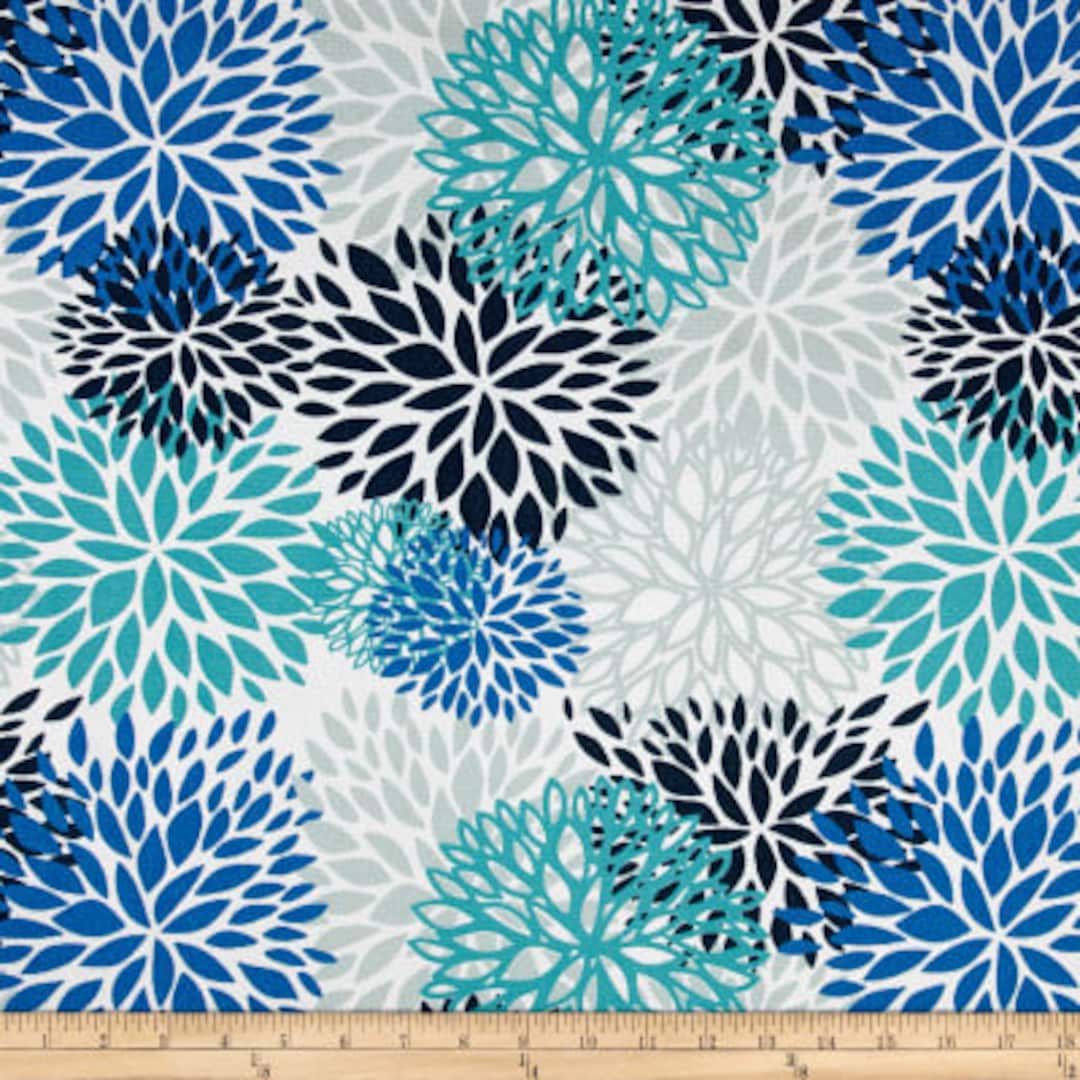 Outdoor Fabric by the Yard Home Decor Blue Fabric Premier Prints Blooms ...