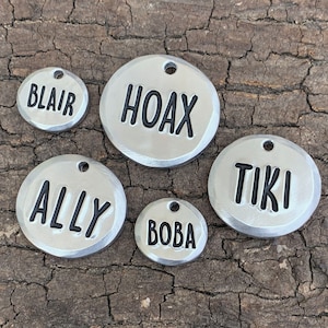 essential hand stamped pet ID tag (thick, durable, personalized, custom)
