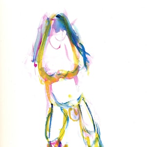 Contemporary Nude Male Painting - Male Mixed Media Original Art - Modern Male Figure Painting - Minialist Male Art - Janet Gunderson