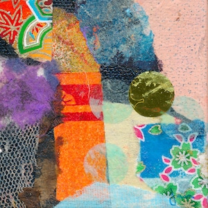 Abstract Collage | Colorful Collage Painting | Tiny Collage | Handmade Art | Unique Gifts | Healing Art | Zen Art | Janet Gunderson