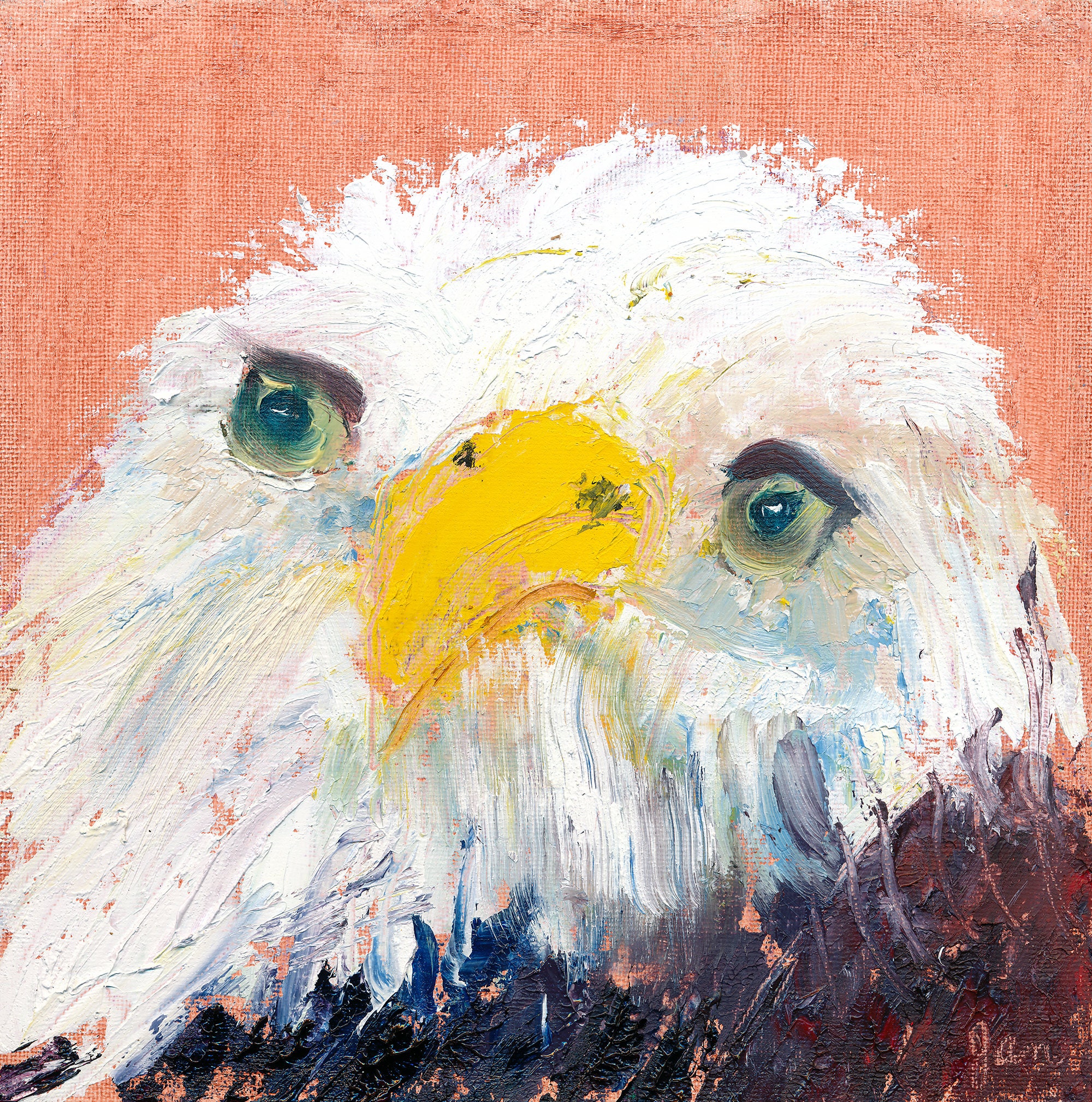 Bald Eagle Painting Bird Wall Art Eagle Oil Painting Original Eagle ...