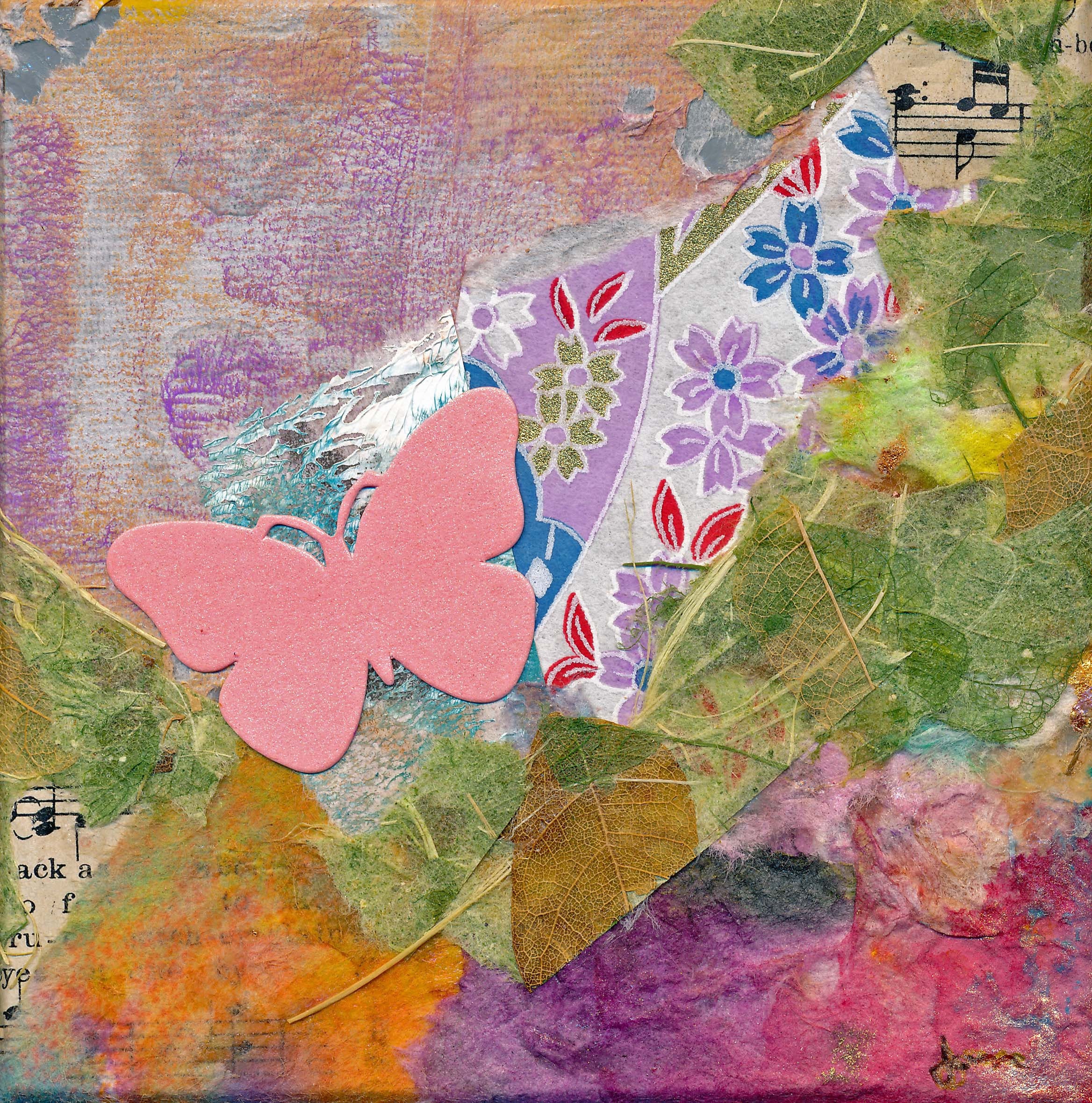 Pink Butterfly Collage Butterfly Art Unique Gift 4 X 4 Etsy