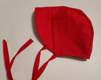 red baby bonnet
