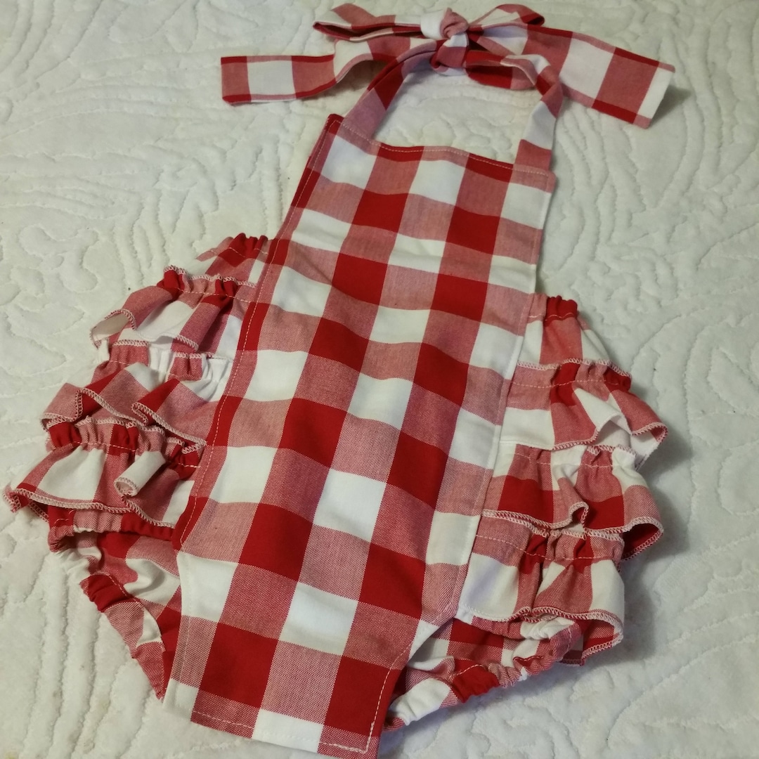 Baby Romper, Bubble Romper, Spring Romper, Baby Girl Romper, Red and ...