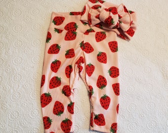 Strawberry Rib Knit Baby Leggings