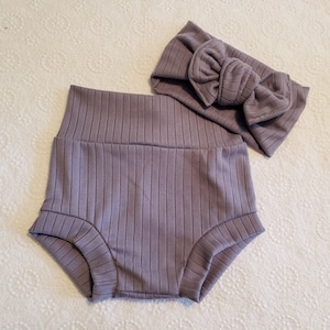 Dark Lavender Brushed Rib Knit High Waisted Bummies