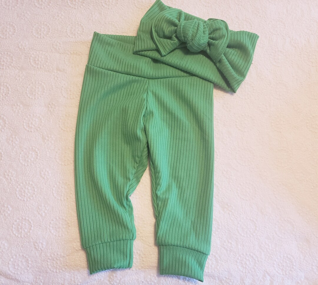 Kelly Green Rib Knit Baby Leggings Etsy