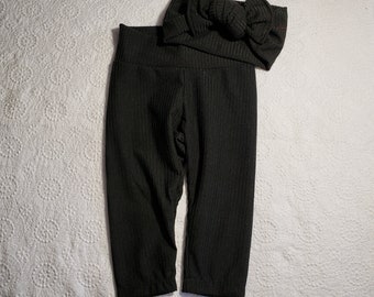 Black Rib Knit Baby Leggings