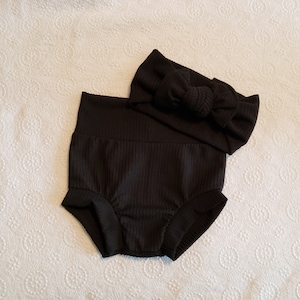 Black Rib Knit High Waisted Bummies