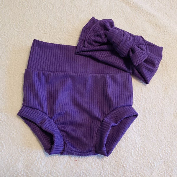 Purple Rib Knit High Waisted Bummies