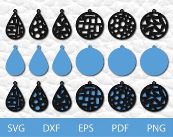 Pendiente de cuero sintético Archivo de corte SVG / Pendiente Archivo de corte SVG / Archivo de joyería cortado con láser Cricut + Silueta / Descarga instantánea / Uso comercial