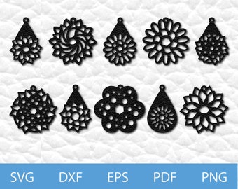 Pendiente de cuero sintético Archivo de corte SVG / Pendiente Archivo de corte SVG / Archivo de joyería cortado con láser Cricut + Silueta / Descarga instantánea / Uso comercial