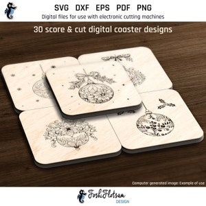 30 onderzetter SVG | Sieraad SVG | Kerst SVG-bundel | Glowforge-kerst | Winter-svg | Lasergraveerbestand | Lasersnijden, commercieel gebruik