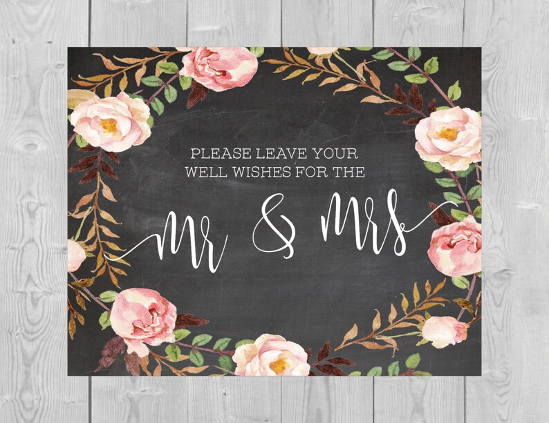 Printable Well Wishes for the Mr &amp; Mrs Chalkboard Wedding Sign - Etsy