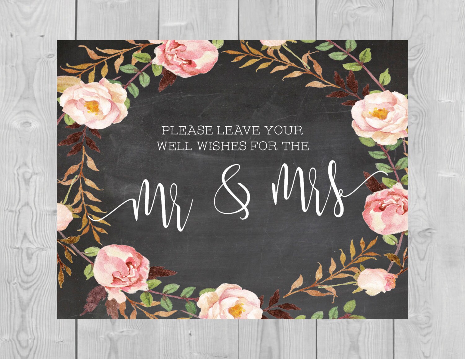 Printable Well Wishes for the Mr &amp; Mrs Chalkboard Wedding Sign - Etsy