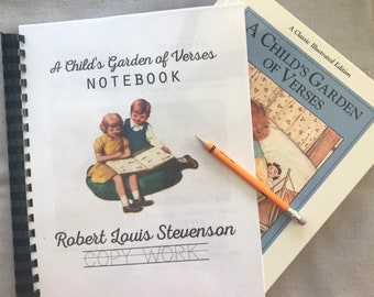 Charlotte Mason inspired Robert Louis Stevenson poetry study with a child’s Garden of verses copy work