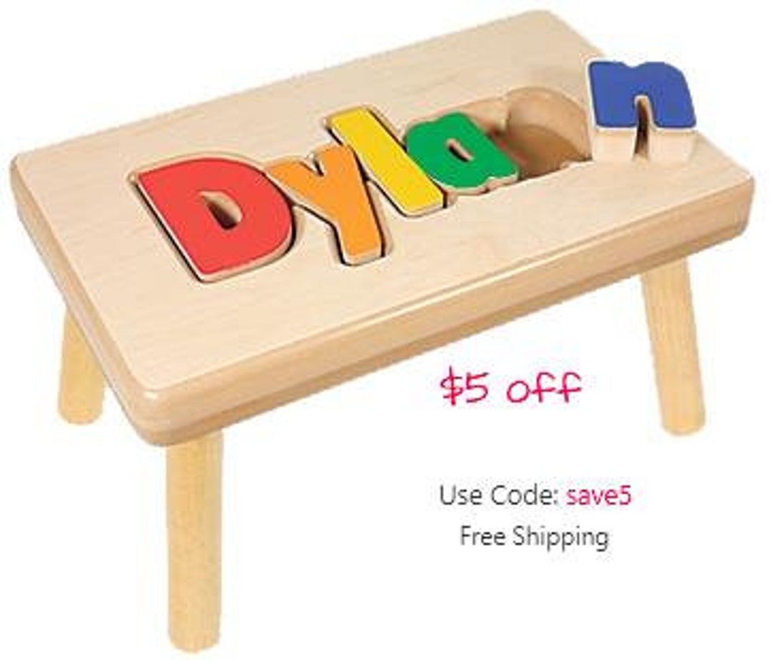 Name Puzzle Stool Etsy