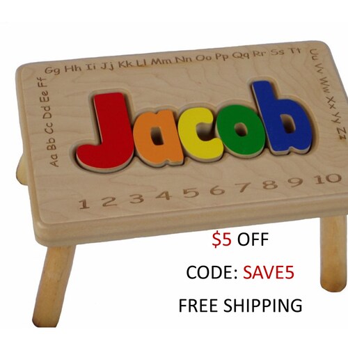 Name Puzzle Stool With Alphabet Etsy