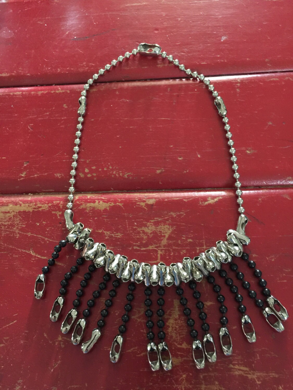 Metal Necklace Handmade Jewelry Silver/black Color Beaded Etsy Ireland