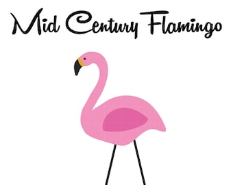 Mid-Century Modern Flamingo Clipart – 12x12 PNG (Digital Download)