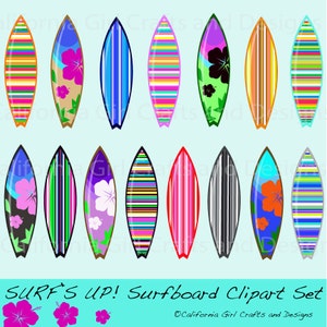 Surf&#39;s Up! Surfboard Clipart Set - Instant Digital Download
