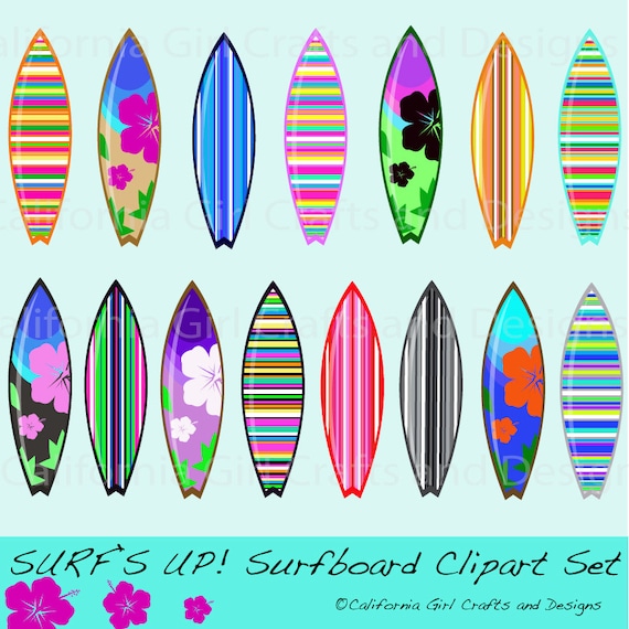 Surf's Up! Surfboard Clipart Set - Instant Digital Download