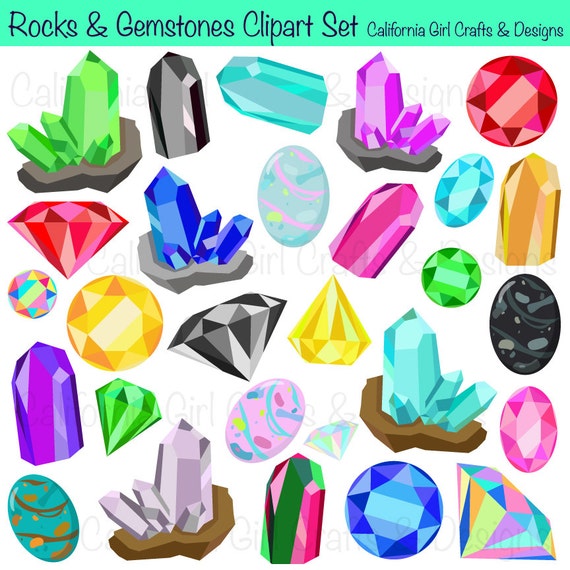 Buy Rocks Gemstones Clip Art Set Rocks, Crystals, Jewels
