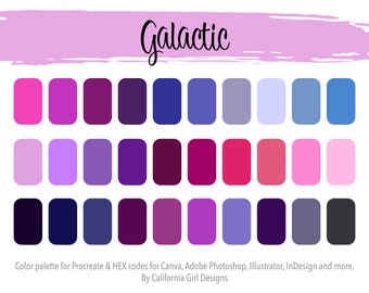 Galactic Color Palette – 30 Colors for Procreate, Canva & Adobe (Digital Download)