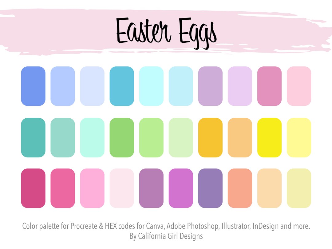 Easter Eggs Color Palette for Procreate and HEX Codes for Canva and the