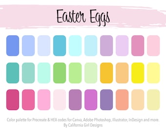Easter Eggs Color Palette for Procreate and HEX Codes for Canva and the Adobe Creative Suite - 30 Spring Colors