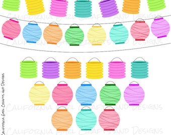 Zestaw clipartów Paper Party Lanterns - natychmiastowe pobranie cyfrowe