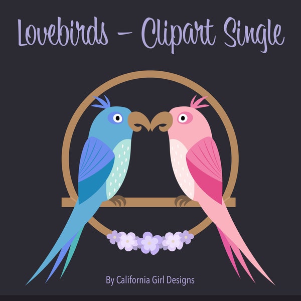 Lovebirds Clipart Single - Perfect for Valentine's Day, Engagements, Weddings, and Anniversaries! *Custom Color Swap Upon Request