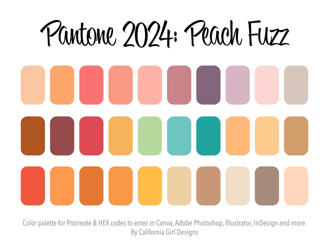 Pantone 2025 Peach Fuzz Color Palette for PROCREATE and HEX Codes for