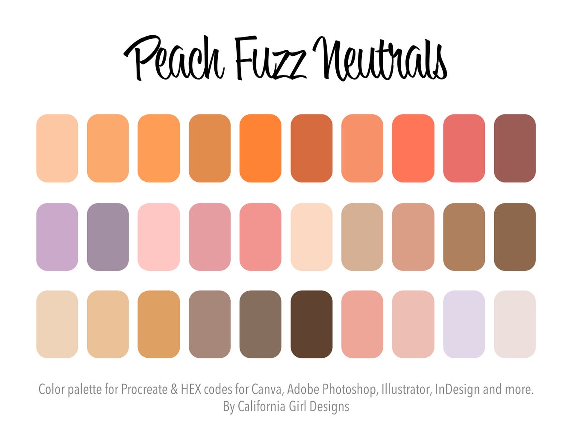 Pantone 2024: Peach Fuzz Neutrals Color Palette for PROCREATE and HEX ...
