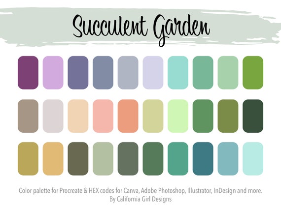 Succulent Garden Color Palette - 30 Colors for Procreate (Digital)