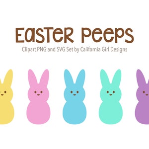 Easter Peeps Clipart Set - Basic PNG and SVG Candy Marshmallow Bunnies, Instant Digital Download