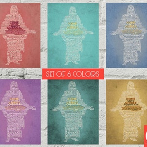 Set of 6 Come Unto Christ Printable up to 11x14 2014 LDS Mutual Theme Typography Instant Download