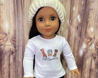 Doll Shirt made to fit 18 inch American Girl Dolls, Fall Essential, Pumpkins