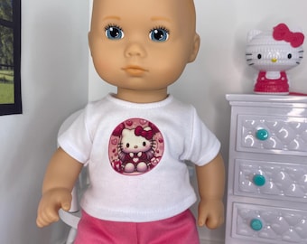 13 in Baby Doll Valentines Shirt, made to fit, Bitty Baby Splash Doll Doll by American Girl, Kitty