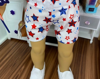 Patriotic Star Doll Shorts: Fits 18" American Girl Dolls