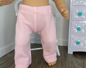 Handmade Pink Waffle Knit Doll Pants, Fits 13 inch Bitty Baby Splash Doll
