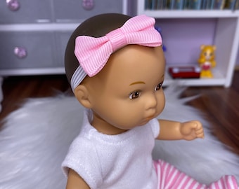 Handmade Pink Bow Headband, 8 inch Baby Doll Accessory