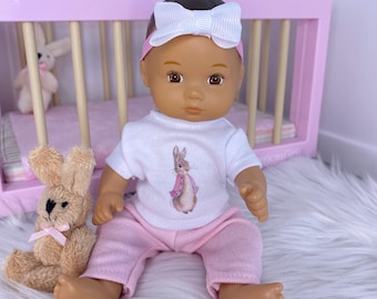 8 Inch Baby Doll Shirt: Bunny Easter Design, Fits American Girl Little Bitty Baby