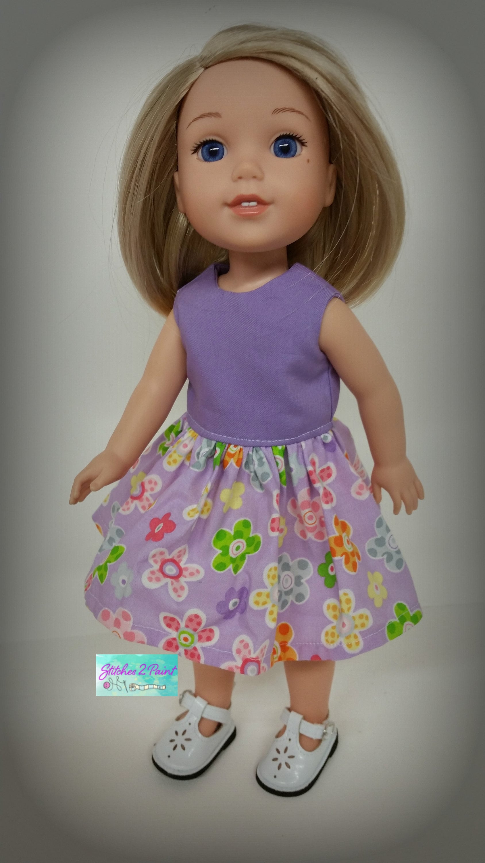 Country Gingham Print Dress Clothes Fits American Girl Wellie Wisher Dolls