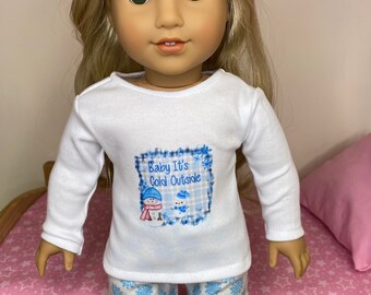 18 Inch Doll Pajamas, Winter Snowman Outfit, Fits American Girl Doll