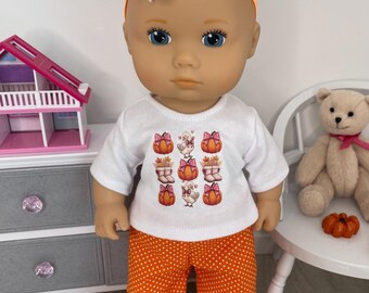 Pumpkin Coquette Doll Shirt: Fits 13 inch Bitty Baby Splash or  Galoob Baby Face