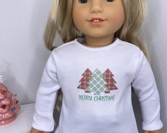 Christmas Doll Shirt, Plaid Tree, Fits 18" American Girl Doll