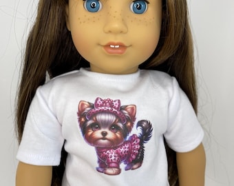 Yorkie Leopard Print Shirt for 18 inch American Girl Doll