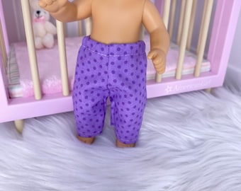 Doll Pants for 8 inch doll, Purple Polka Dots, made to fit, Little Bitty Baby